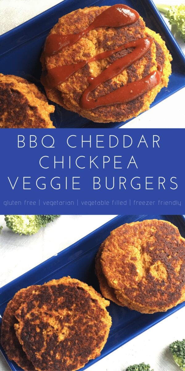 BBQ cheddar chickpea veggie burgers