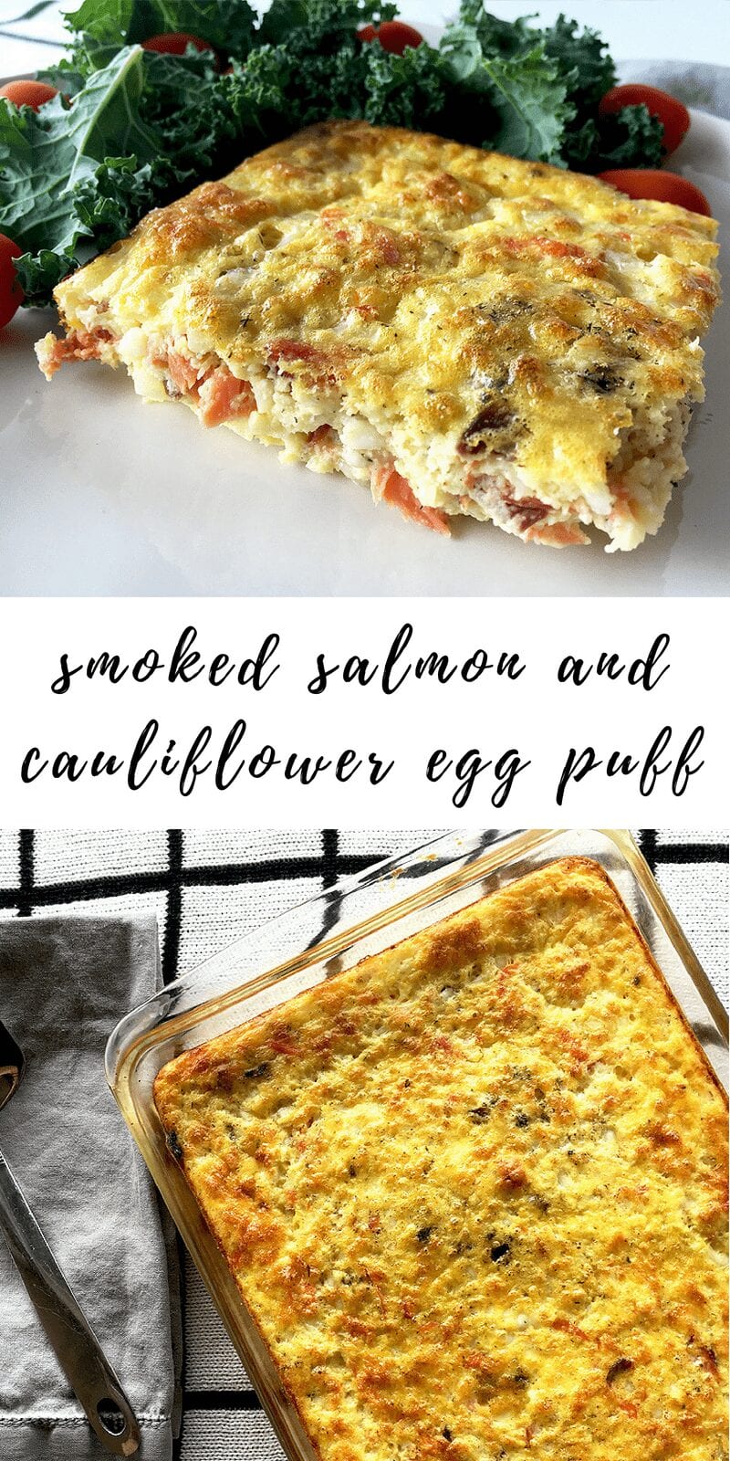smoked salmon and cauliflower egg puff