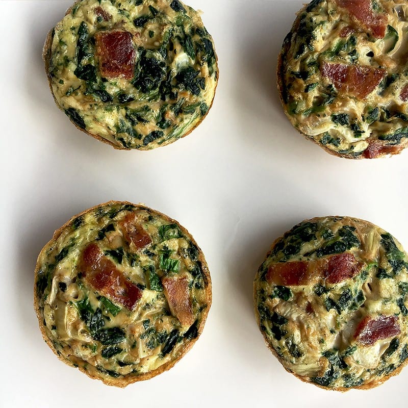 lightened up spinach, artichoke and bacon egg muffins Fit Mama Real Food lightened up spinach, artichoke and bacon egg muffins Fit Mama Real Food