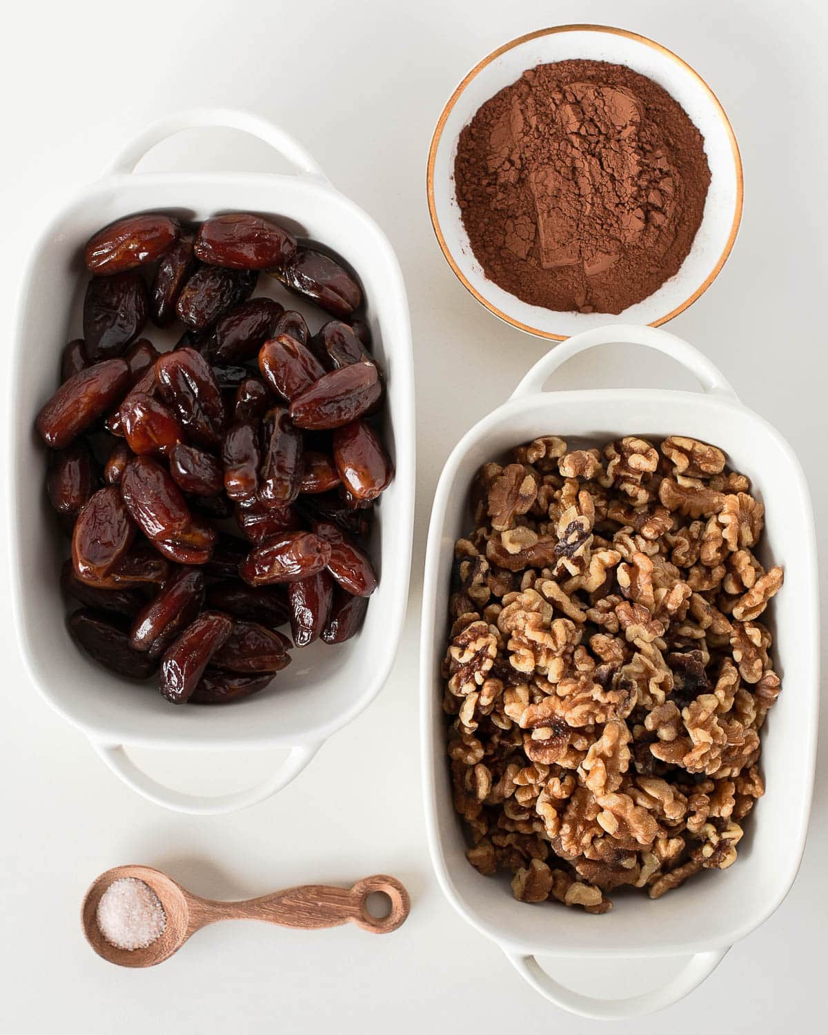 Wholesome ingredients for healthy vegan brownies with dates