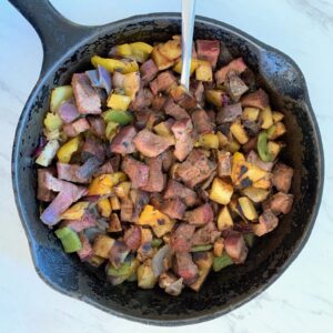 Steak Tips, Vegetable and Potato Hash