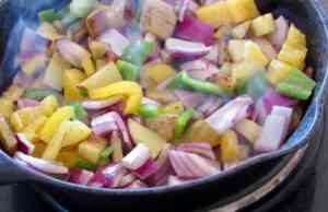 how to make steak tips, veggie and potato hash