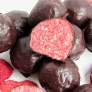Chocolate covered strawberry protein balls