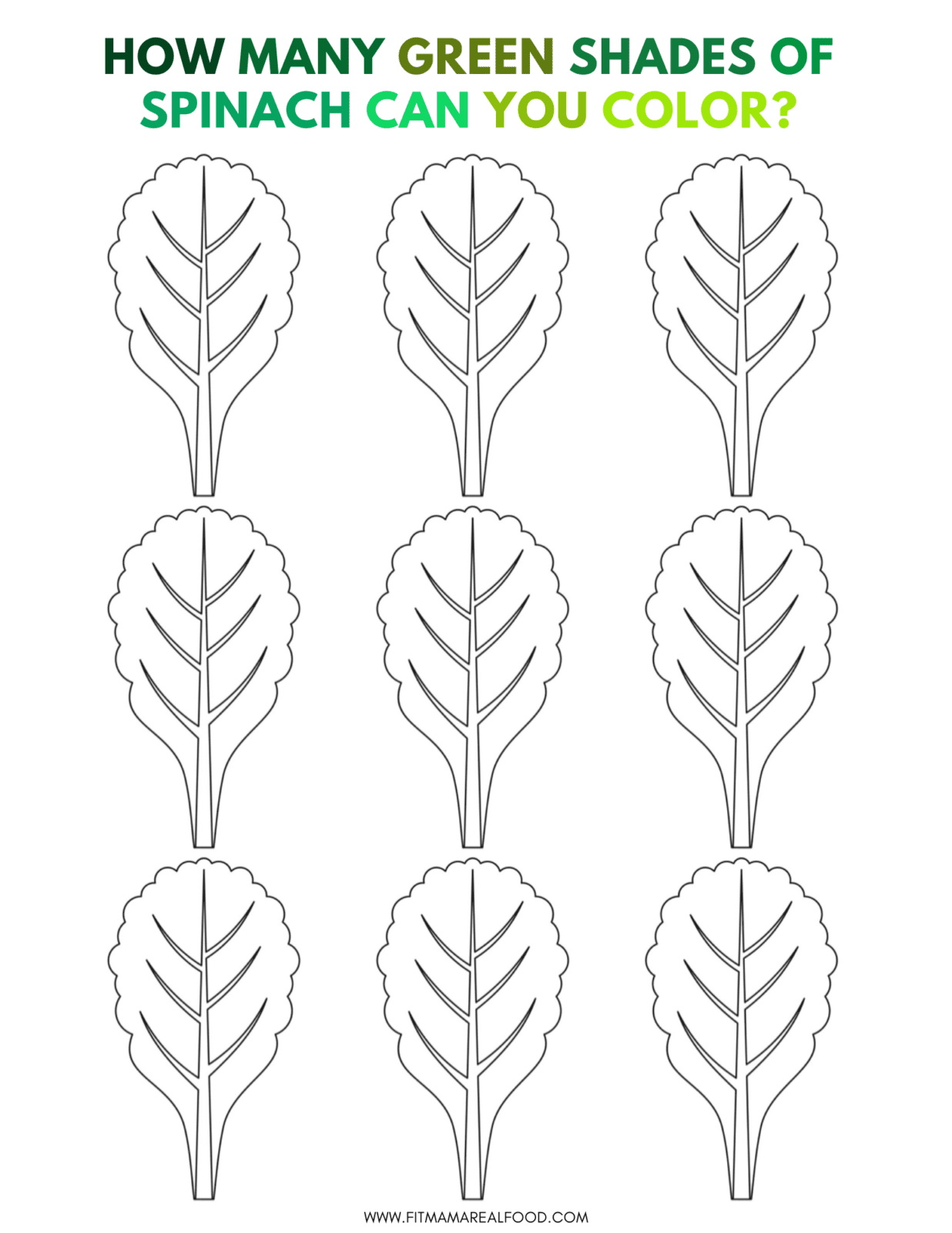 spinach coloring page Fit Mama Real Food