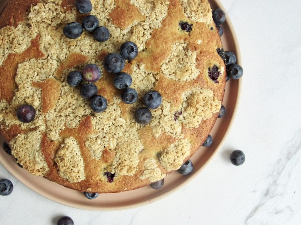 Gluten Free Blueberry Vanilla Crumb Cake