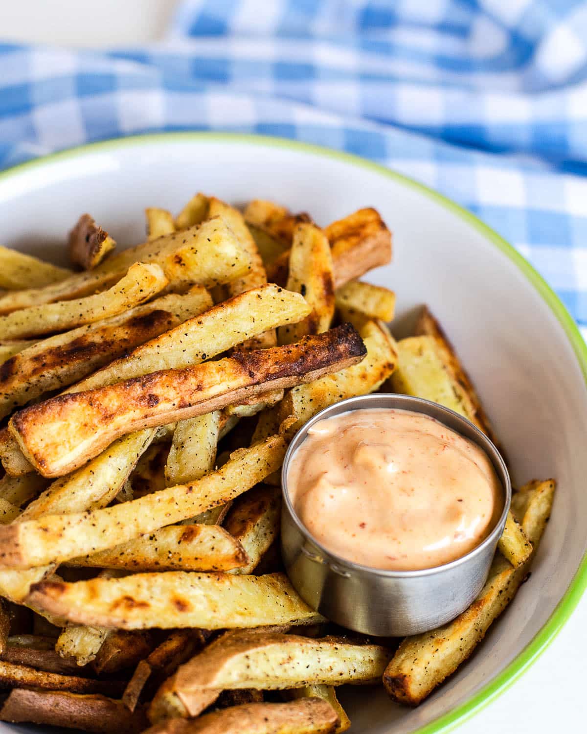 Crispy White Sweet Potato Fries with Chipotle Mayo