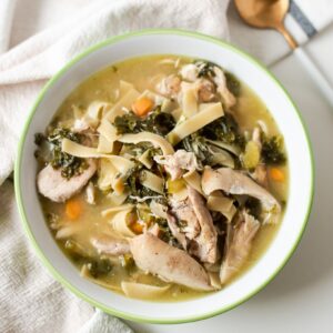 Crockpot Chicken Noodle and Kale Soup