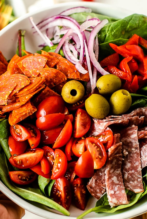 Antipasto Salad with Dairy Free Creamy Italian Dressing