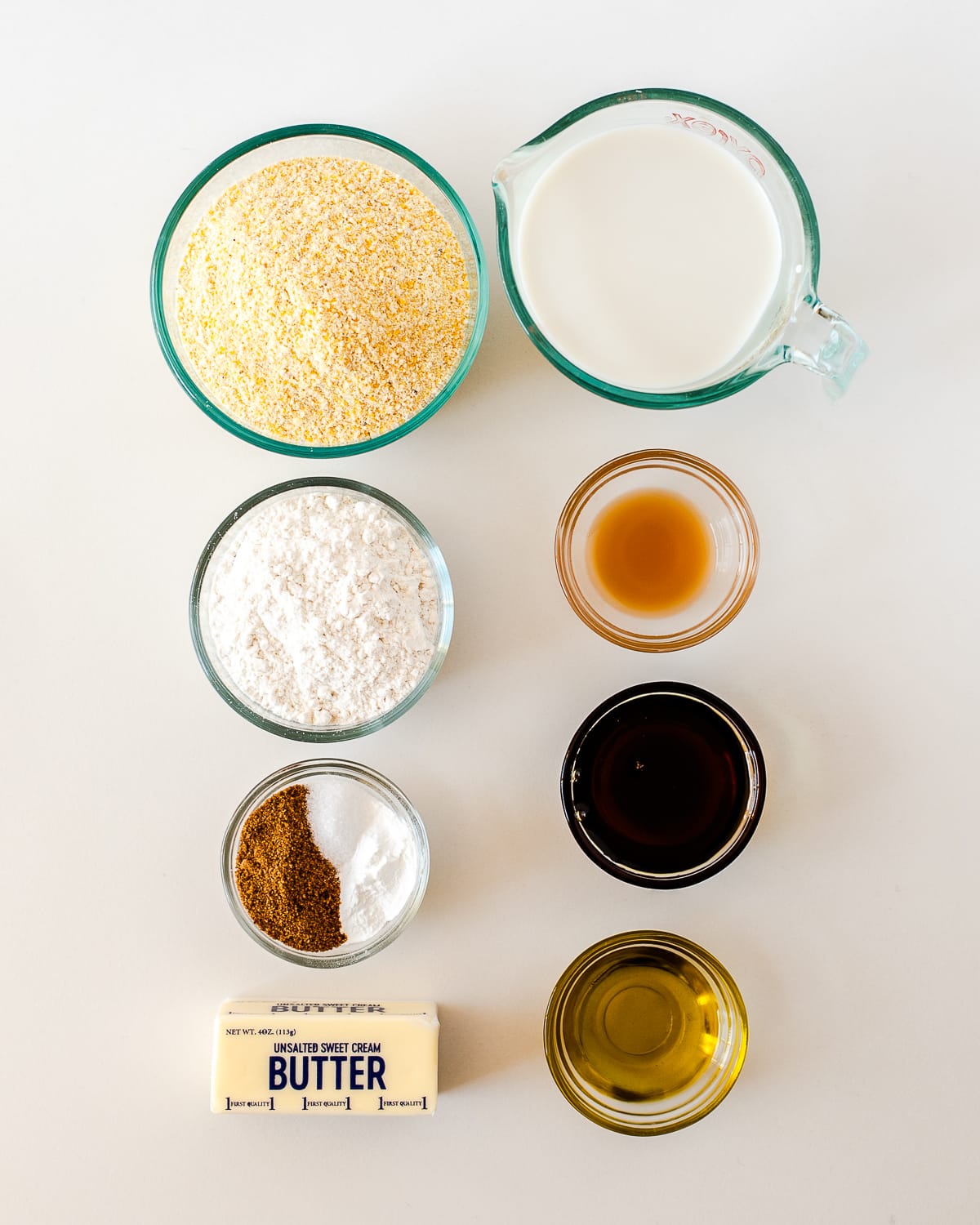 ingredients for homemade cornbread