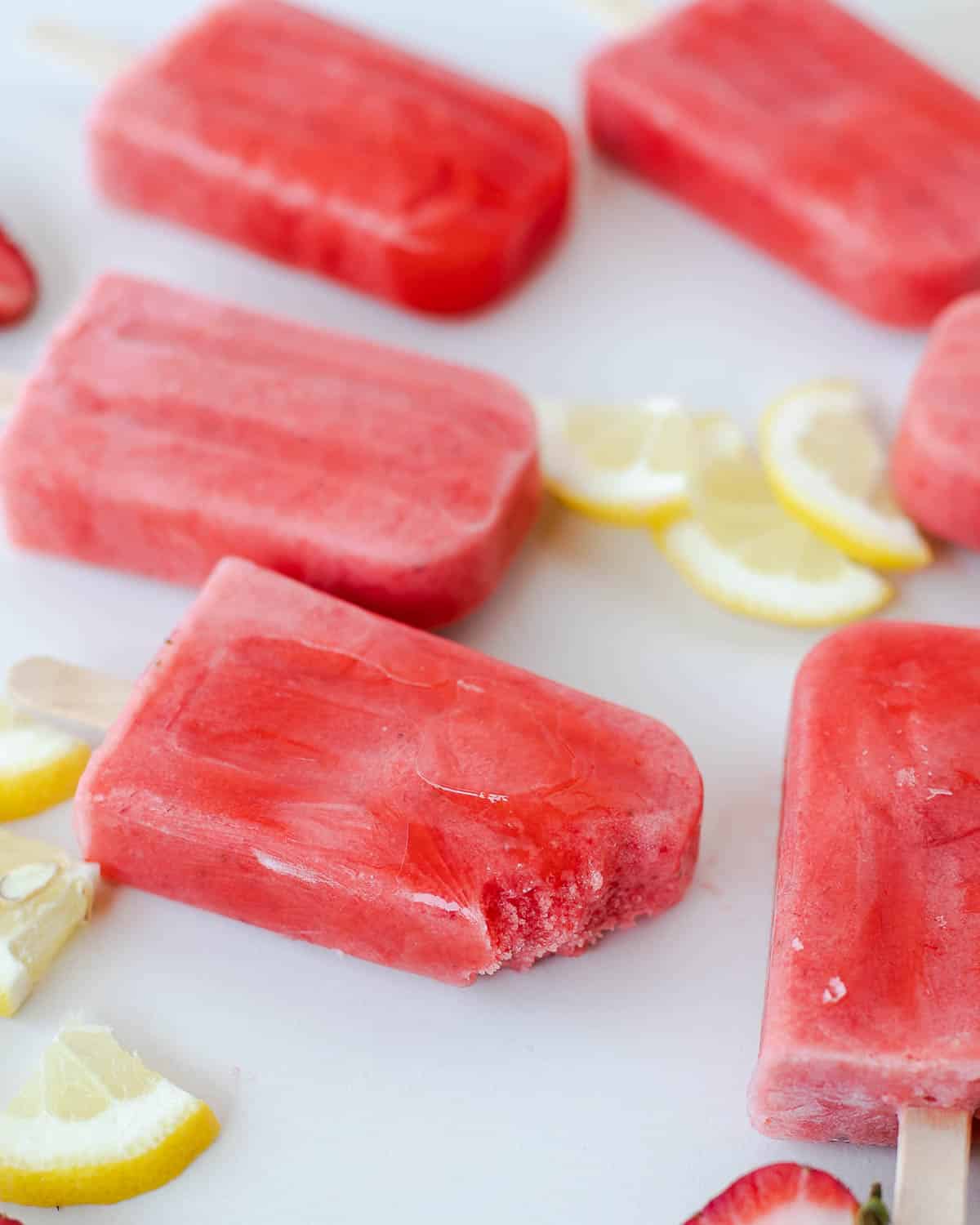 homemade strawberry lemon ice pops