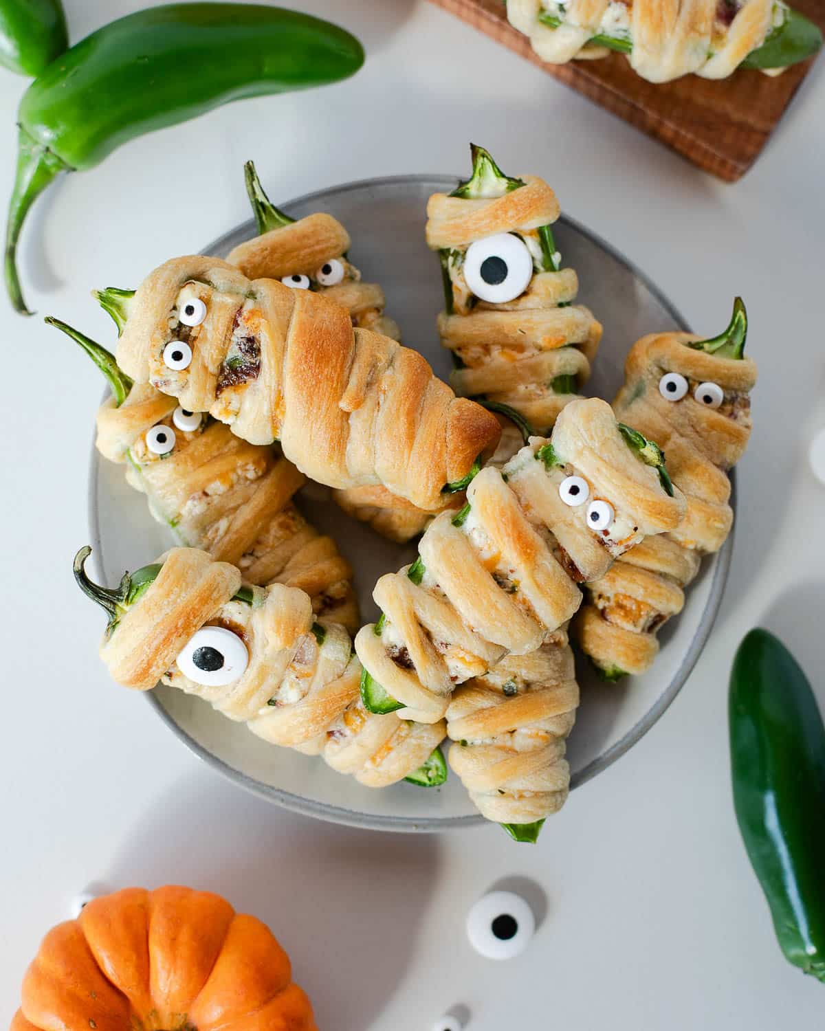Bacon Ranch Mummy Jalapeno Poppers For Halloween