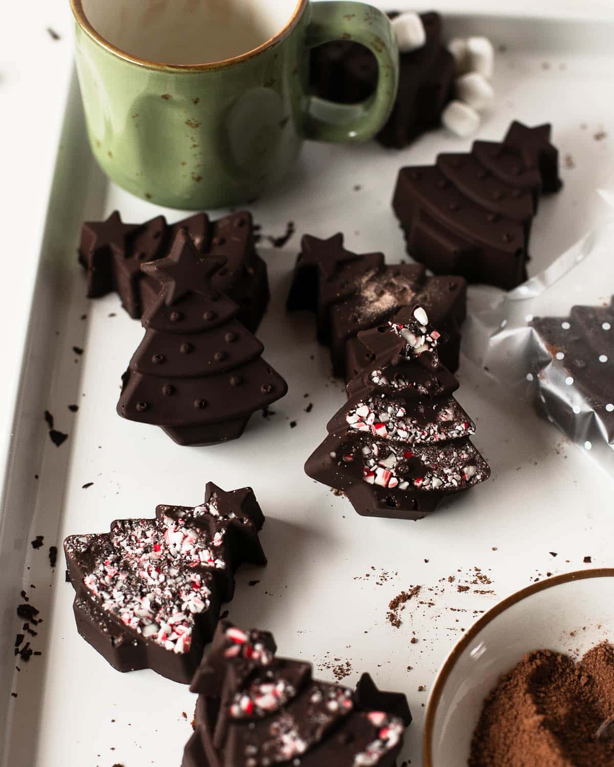 liftable christmas tree shaped hot cocoa bombs