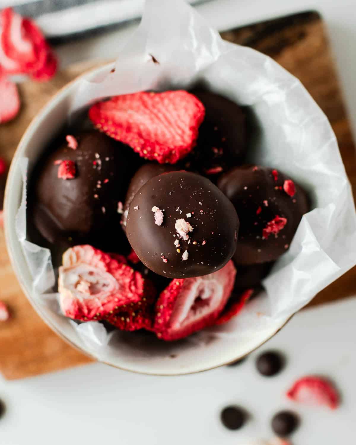 Chocolate Strawberry Protein Balls with Cashew Butter