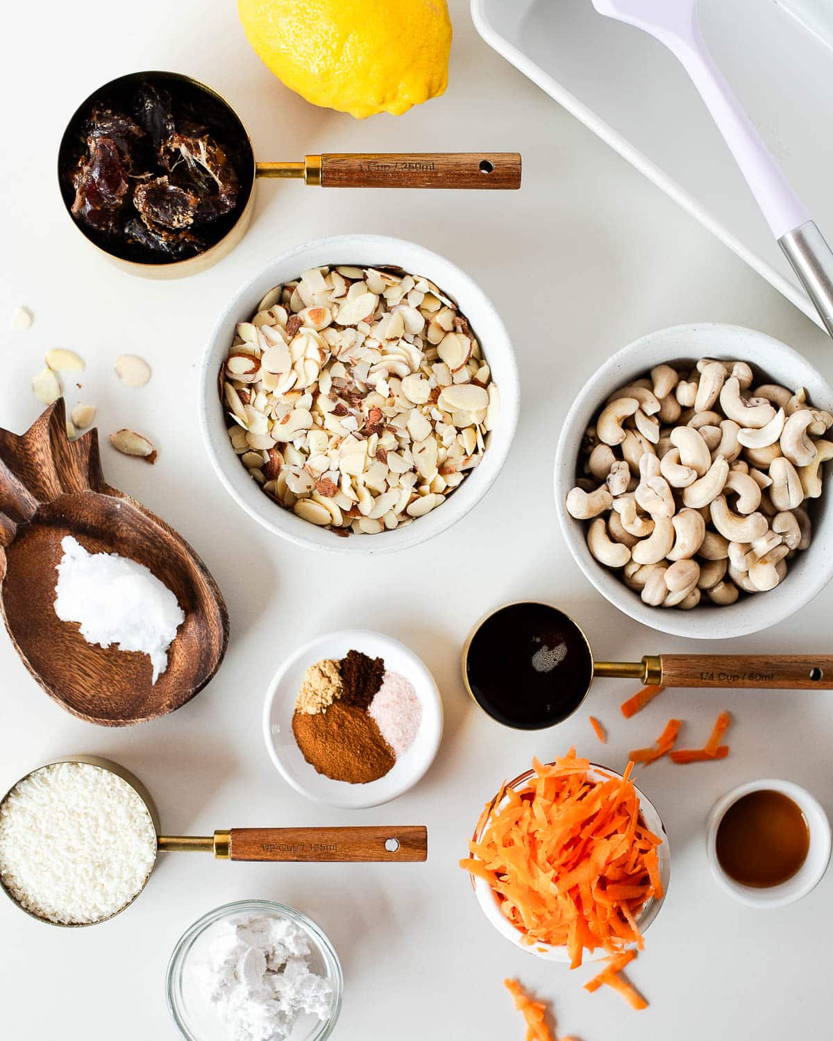 Simple ingredients you'll need for healthy carrot cake bars