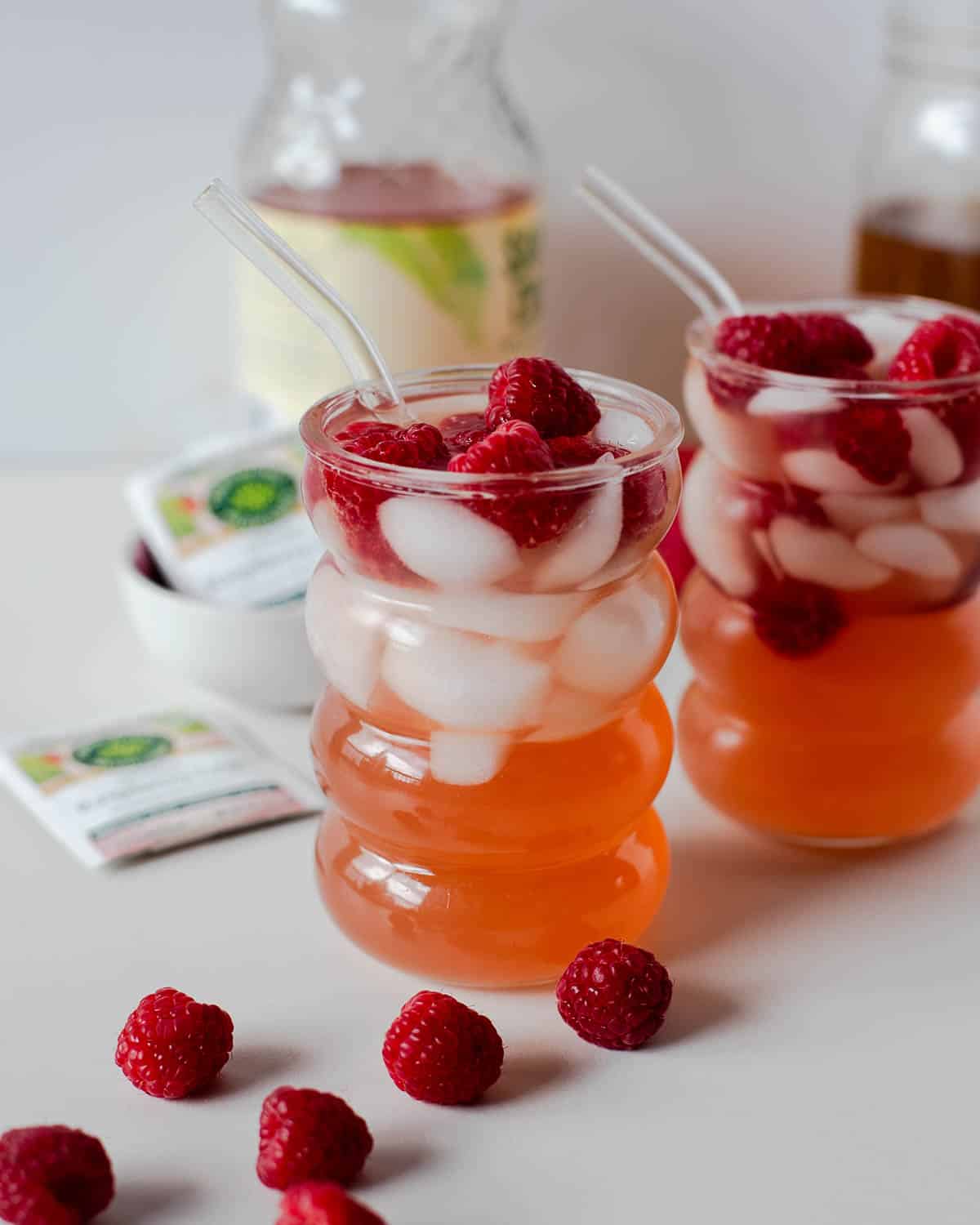 fun summer drink with raspberries