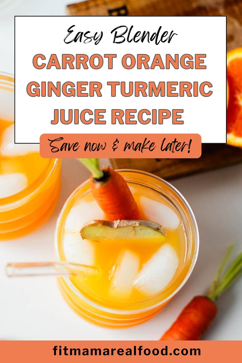 Fresh carrot orange ginger turmeric juice made right in your blender — no juicer required! 🥕🍊 This vibrant, immune-supporting juice is packed with vitamin C, beta carotene, and anti-inflammatory benefits from fresh ginger and turmeric. It’s a delicious way to boost your vegetable intake and enjoy a refreshing homemade juice any time of year. Save now & make later!