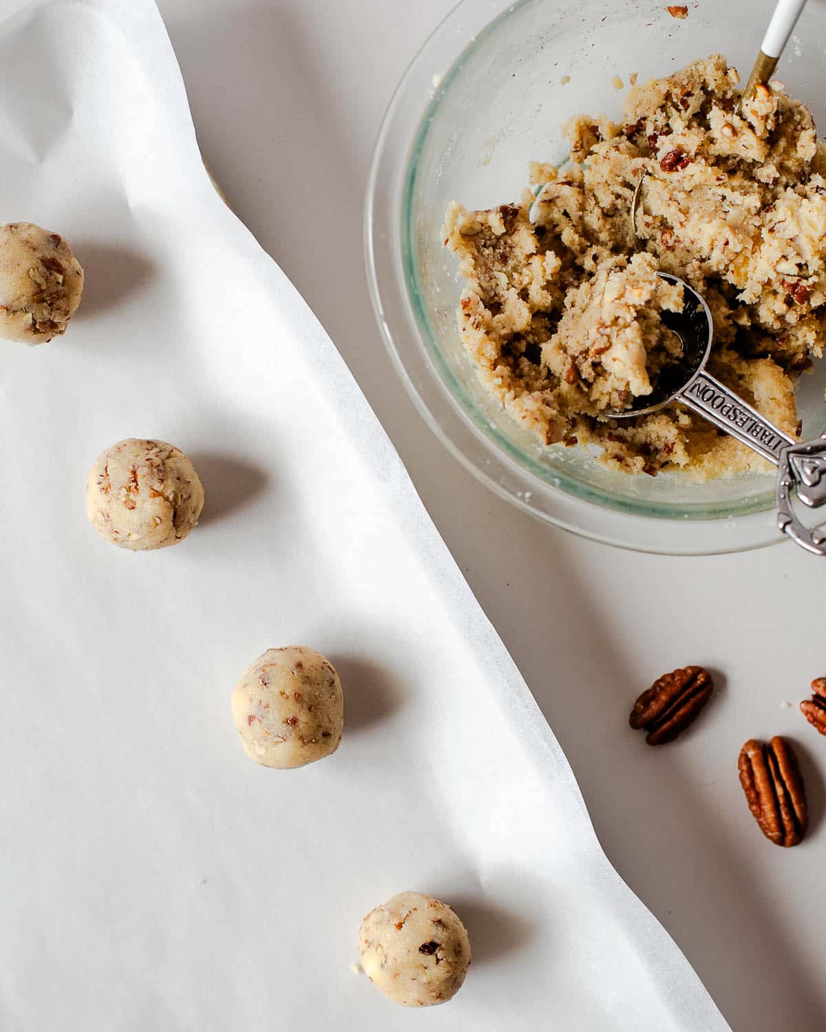 pecan snowball cookie dough balls