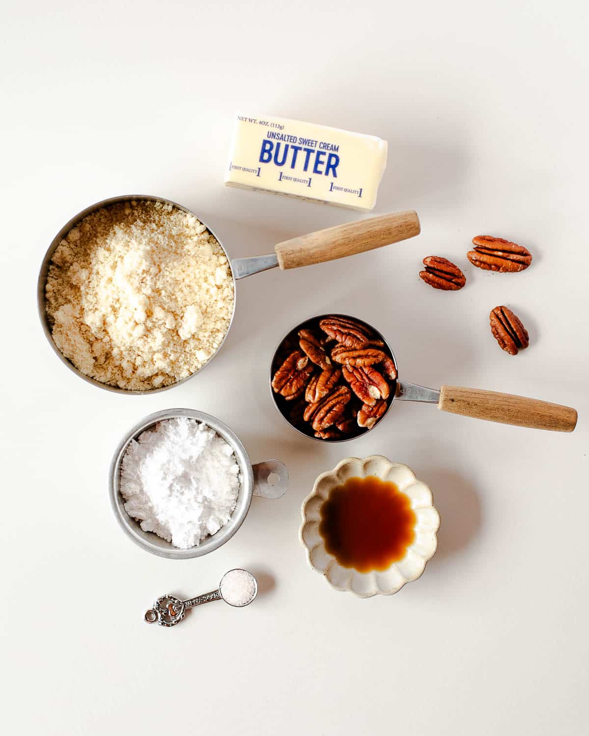 Wholesome ingredients you'll need for almond snowball cookies