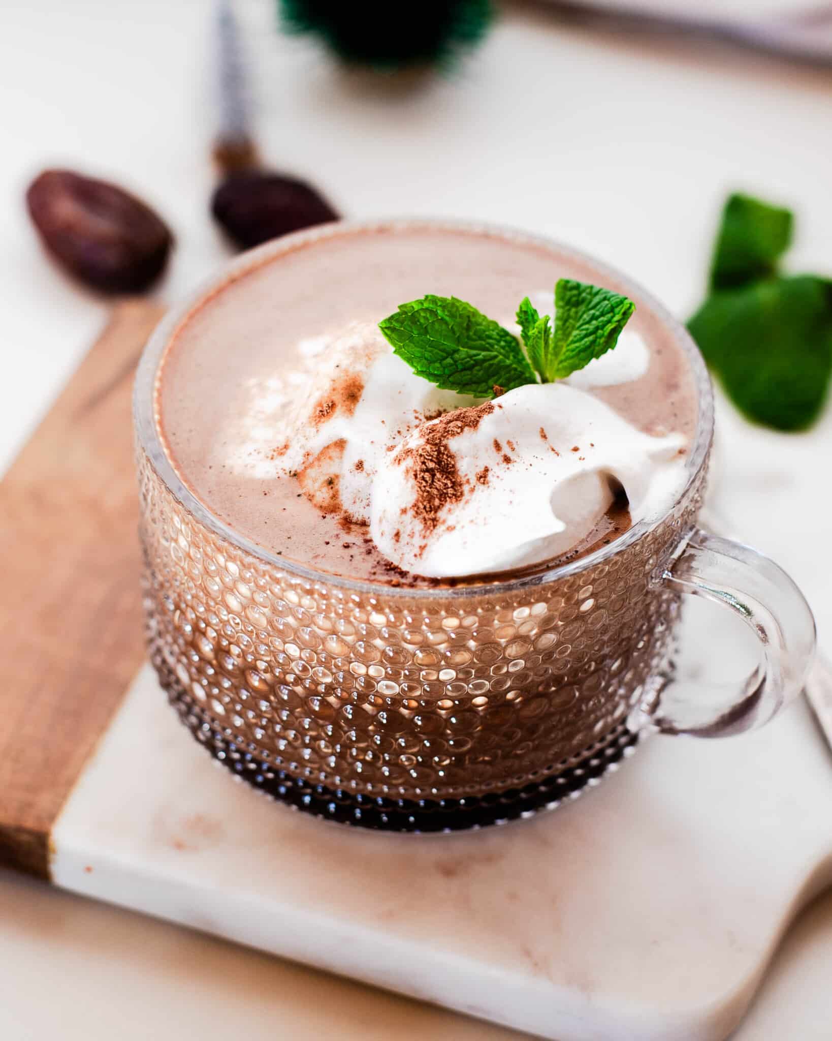 Peppermint Date Hot Chocolate Recipe with Collagen