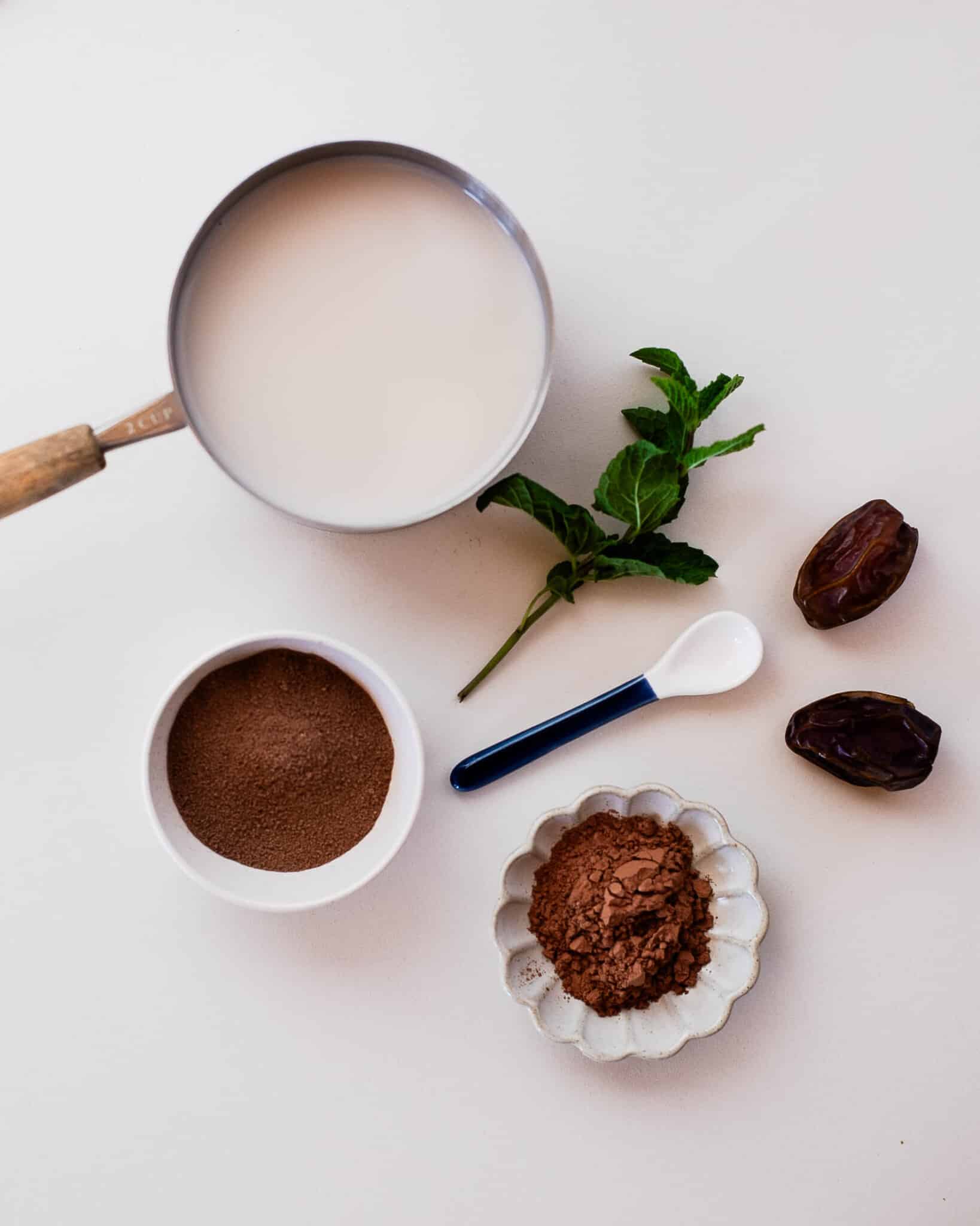 Simple ingredients you'll need for peppermint date hot chocolate