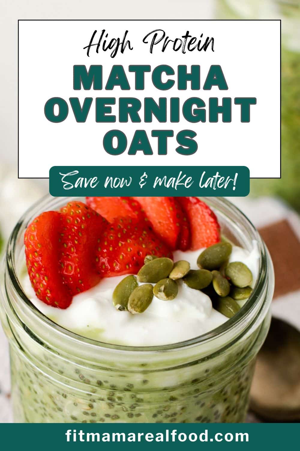 High Protein Matcha Overnight Oats are the perfect make-ahead breakfast for busy mornings! Creamy oats blended with antioxidant-rich matcha and protein-packed yogurt create a naturally energizing, fiber-rich meal that keeps you full for hours. Top with fresh strawberries, crunchy pumpkin seeds, and a dollop of yogurt for a balanced, nourishing start to your day. Save now & make later!