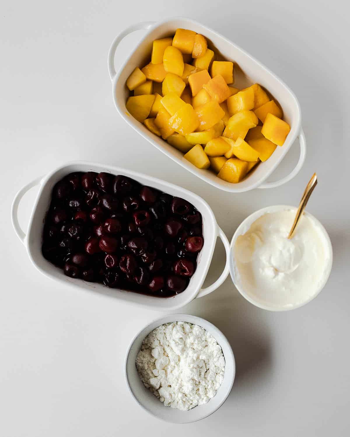 Simple ingredients you need for mango cherry popsicles