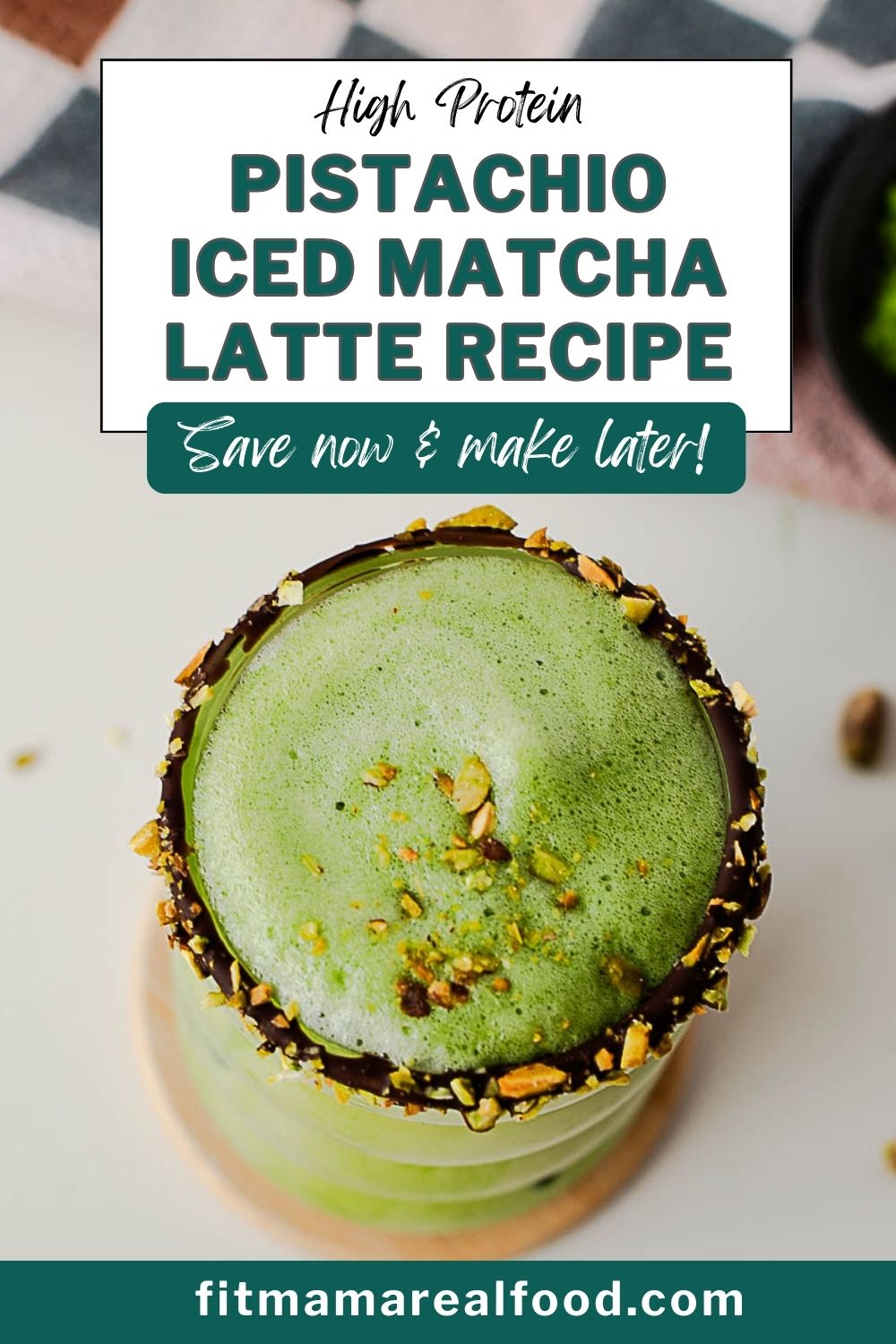 Pistachio iced matcha latte