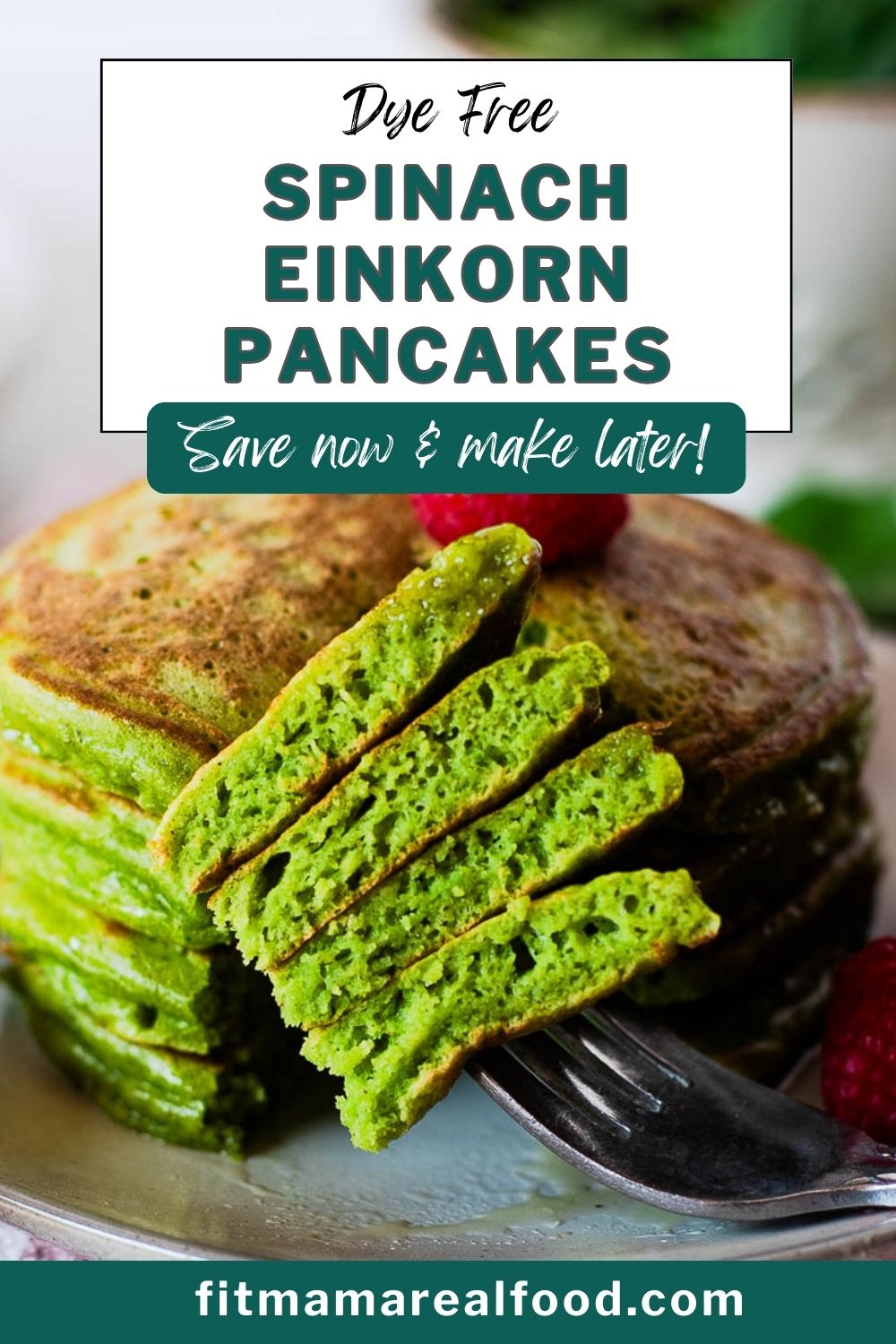 Fluffy Einkorn Pancakes with Spinach (High Protein Green Pancakes)