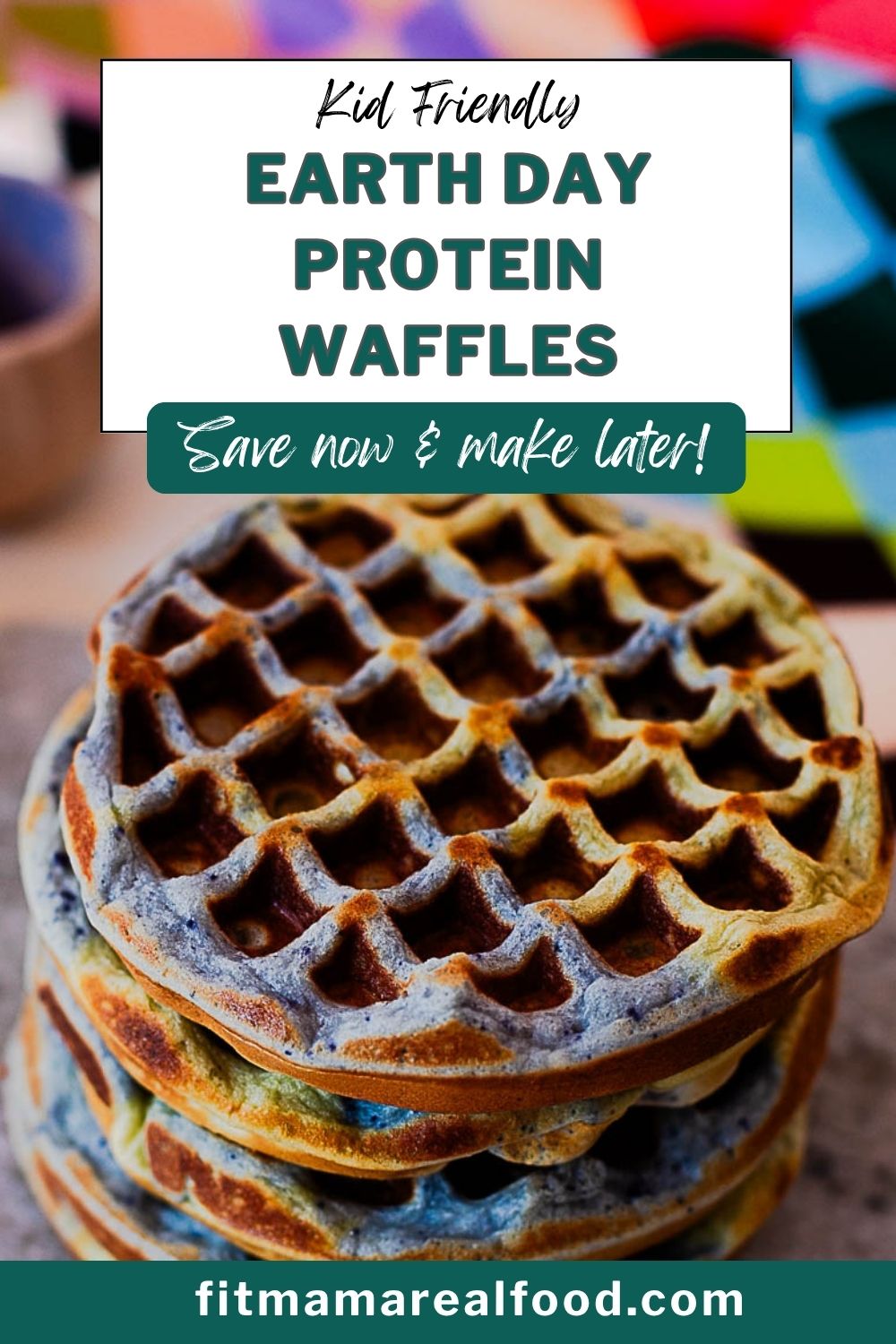 Earth Day Waffles (Green & Blue High Protein Breakfast Idea)