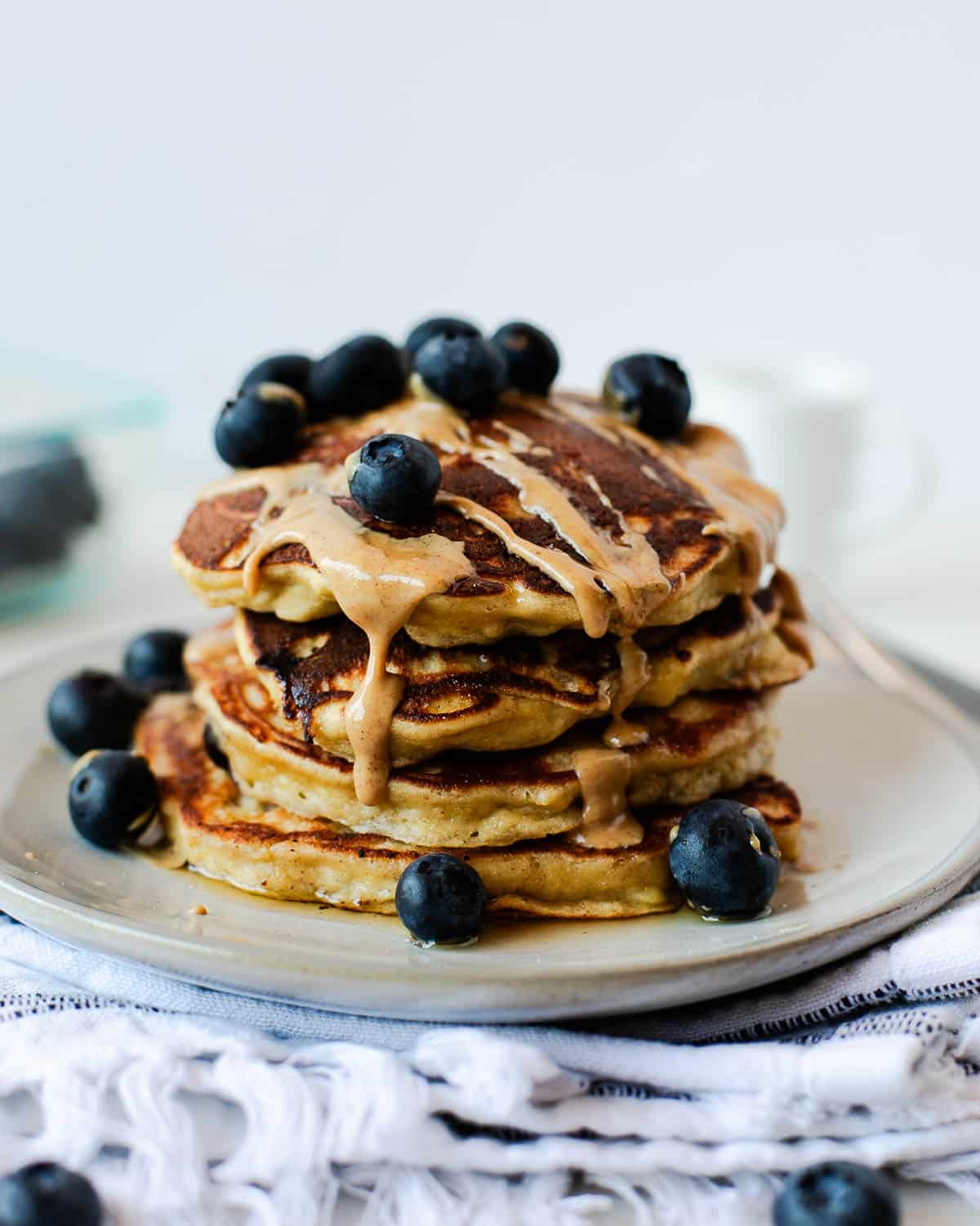 Banana Pancakes with Coconut Flour and Blueberries