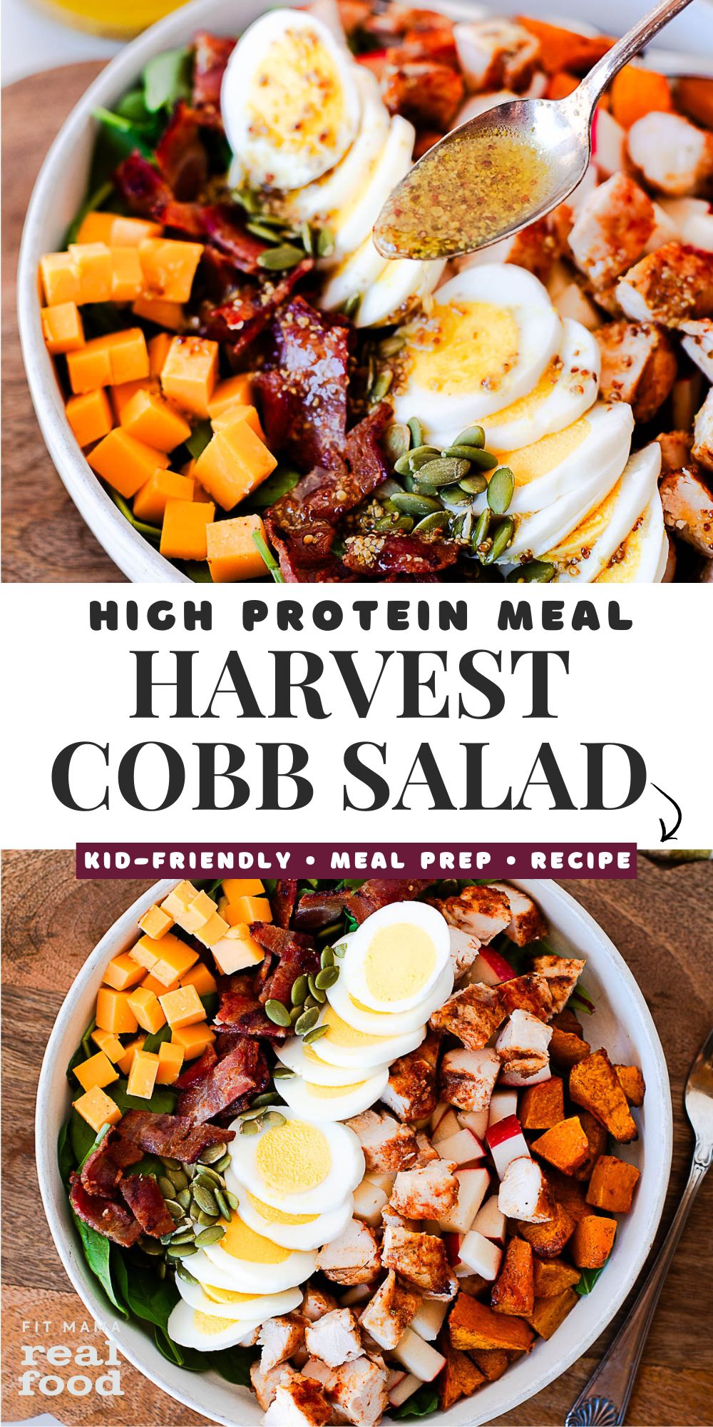 Fall Harvest Cobb Salad Recipe with Maple Mustard Dressing