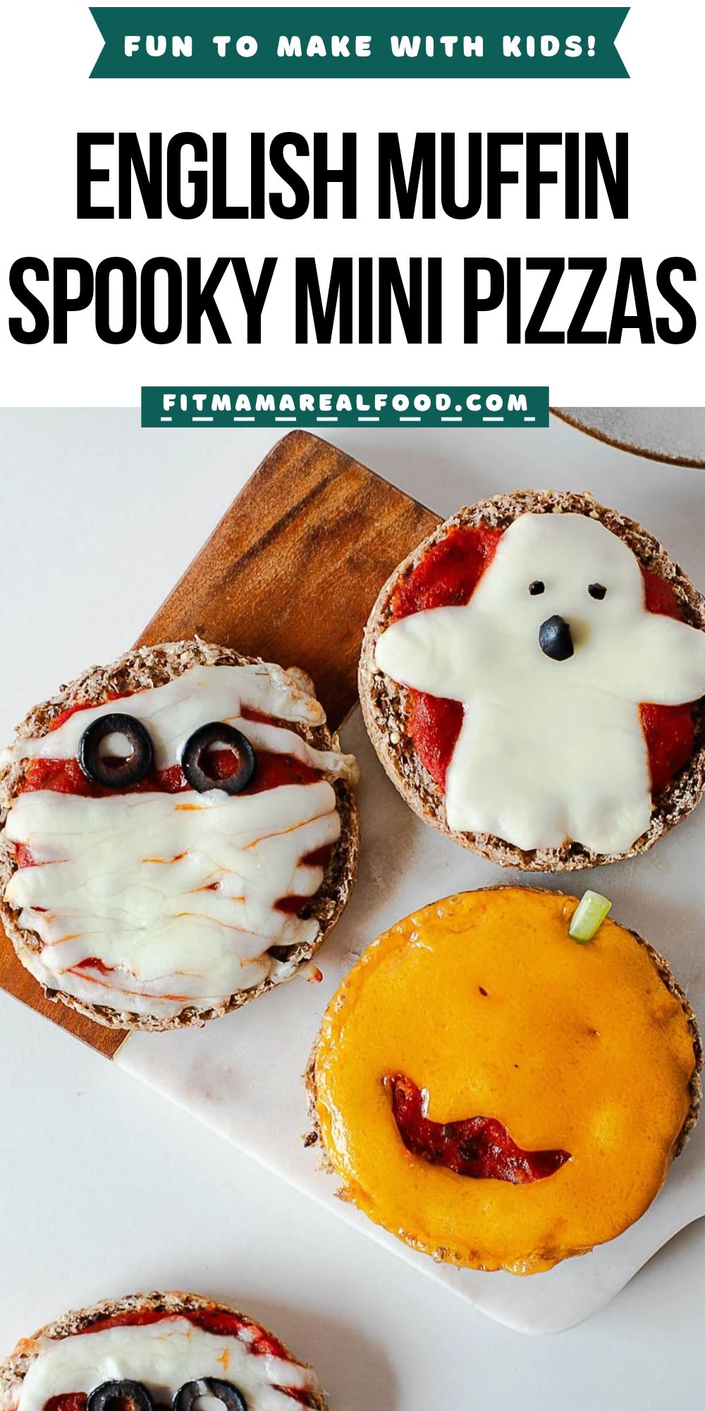 Spooky Mini Halloween Pizzas (Jack-o'-Lanterns, Ghosts & Mummies)