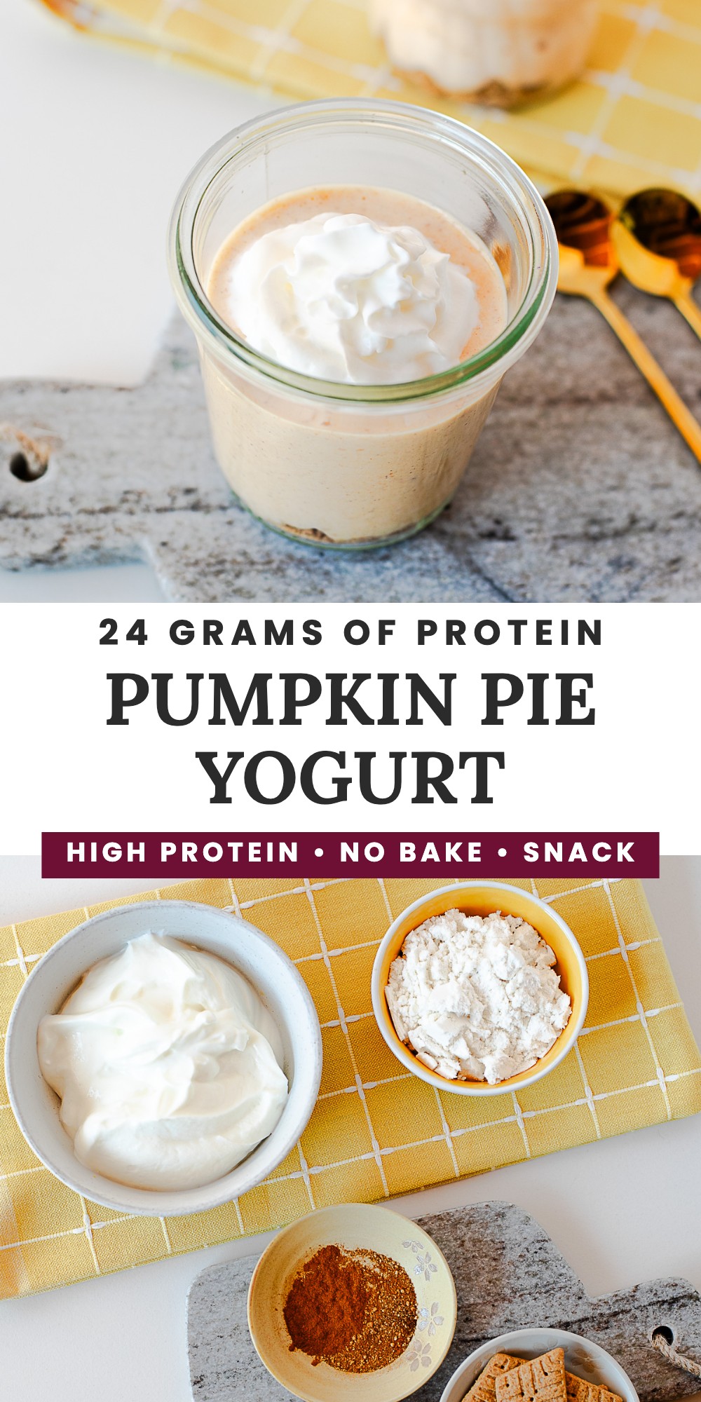 Pumpkin pie yogurt with 24 grams of protein